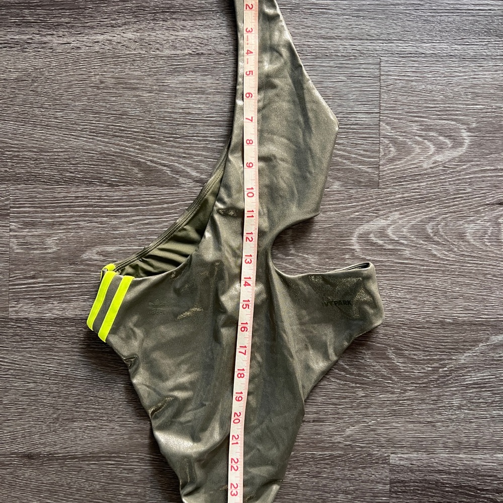 Ivy Park X Adidas Asymmetric Cutout two-Piece Swimsuit Olive & Maroon. size L - Picture 15 of 16